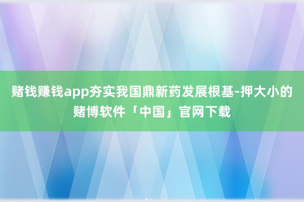 赌钱赚钱app夯实我国鼎新药发展根基-押大小的赌博软件「中国」官网下载